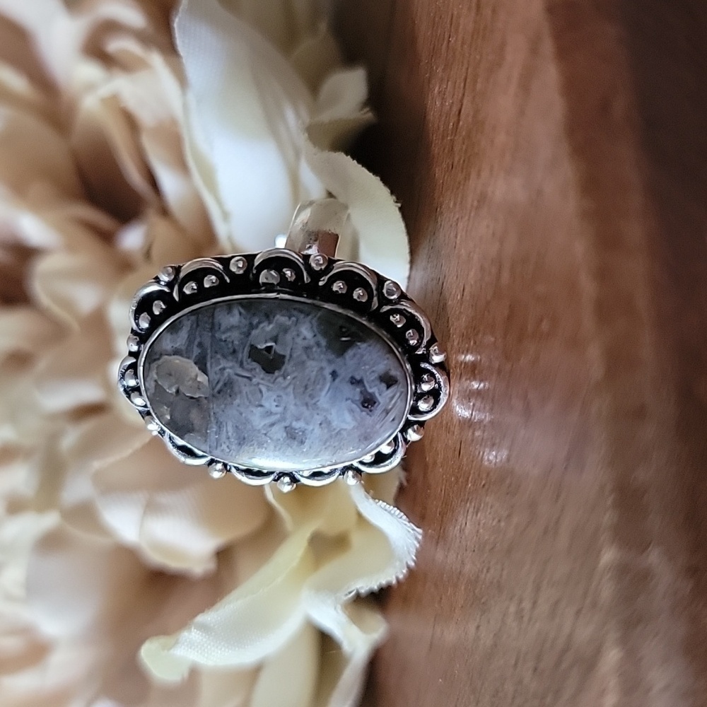 Crazy Lace Agate Adjustable Ring - image 2